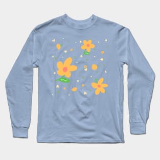 Yellow Flower seamless pattern drawing Long Sleeve T-Shirt